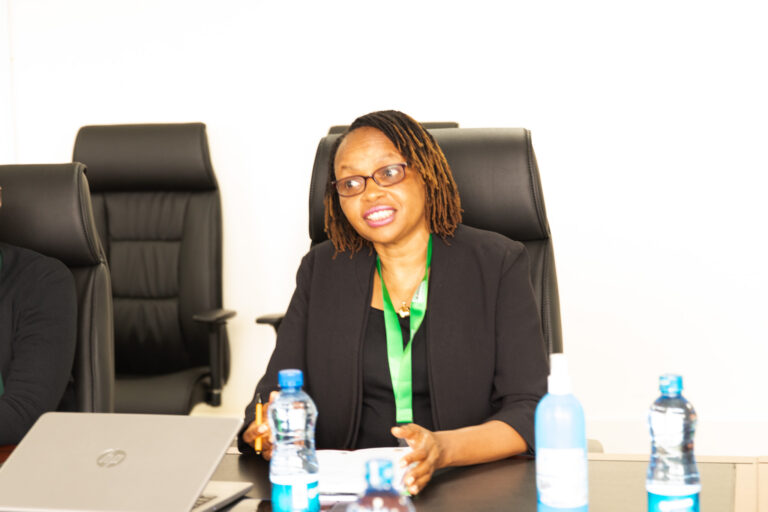 KIPPRA Senior Policy Analyst Dr Irene Nyamu highlighting KIPPRA's work with the youth during the visit