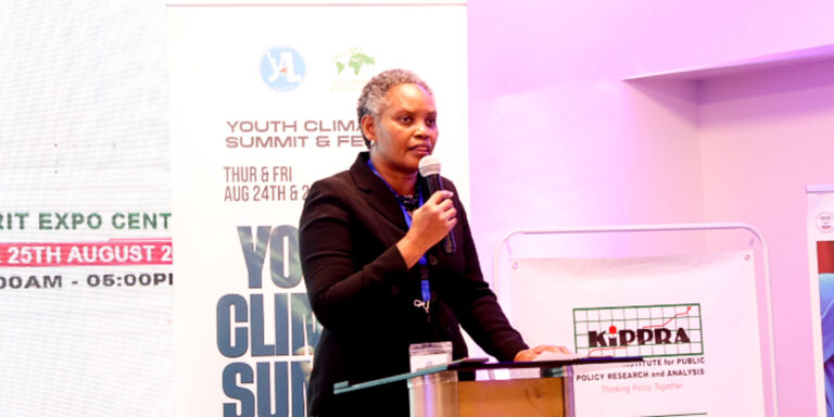 KIPPRA Executive Director Dr Rose Ngugi Addressing Delegates at the 4th Annual Youth Climate Change Summit and Festival