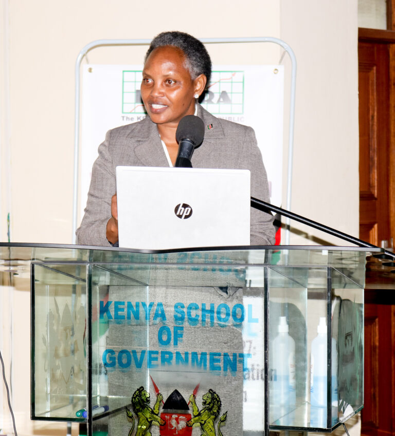 KIPPRA Executive Director Dr Rose Ngugi giving her remarks at the 2nd Youth Symposium on Climate Change