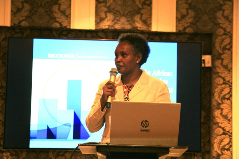 KIPPRA Executive Director Dr Rose Ngugi speaks during the launch.