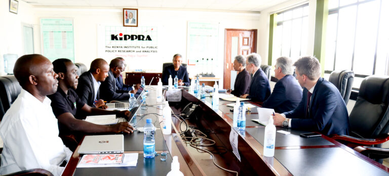 KIPPRA Executive Director Dr Rose Ngugi  highlighting KIPPRA's mandate during the visit