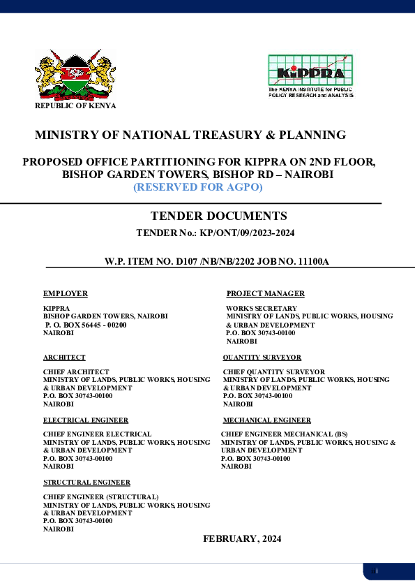 TENDER DOCUMENT FOR PARTITION WORKS ON 2ND FLOOR BISHOP GARDEN TOWERS FOR KIPPRA - KP.ONT.09.2023-2024.pdf