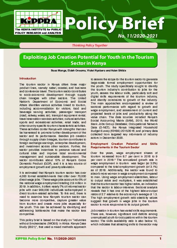 Exploiting Job Creation Potential for Youth in the Tourism Sector in Kenya – PB11-2020-2021.pdf