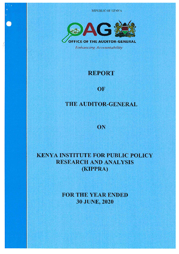 OAG Report of Auditor General on KIPPRA FY ended 30th June 2020.pdf