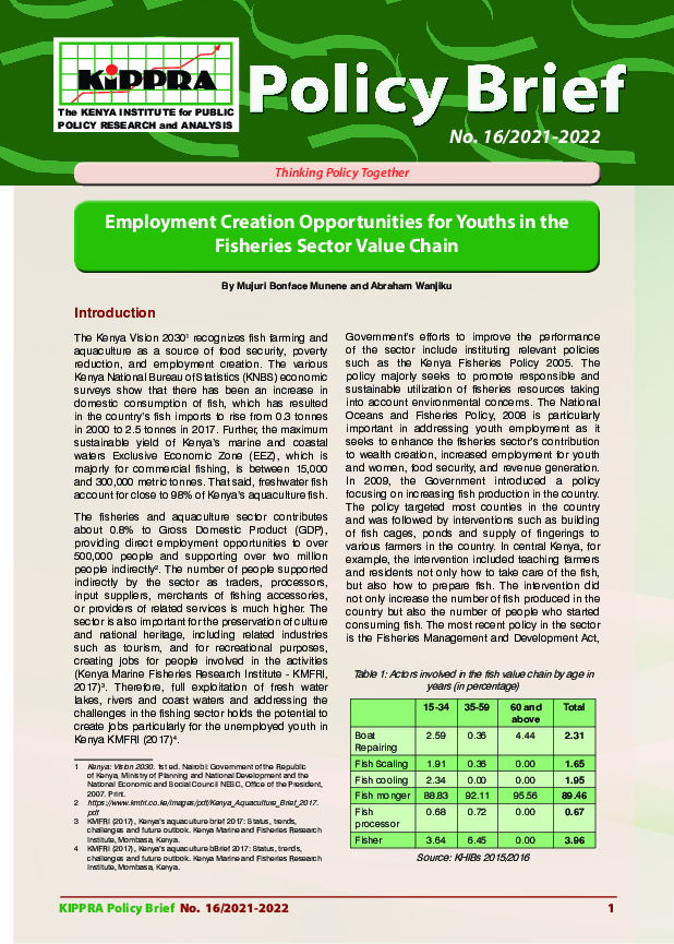 Employment Creation Opportunities for Youths in the Fisheries Sector Value Chain PB16-2020-2021.pdf
